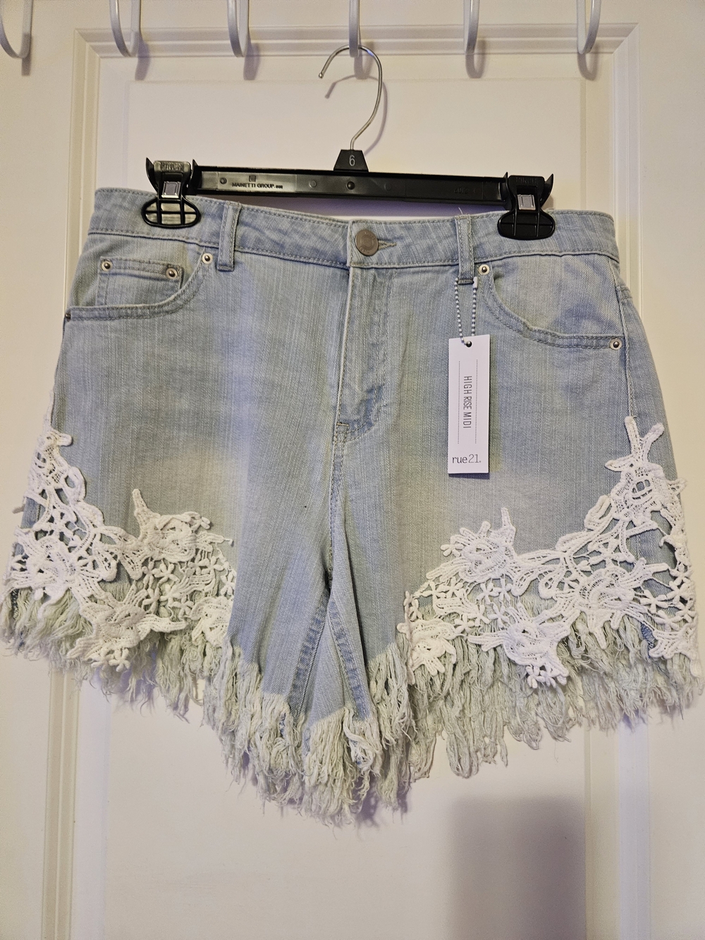Rue21 Light Blue Denim Shorts with White Crochet Trim